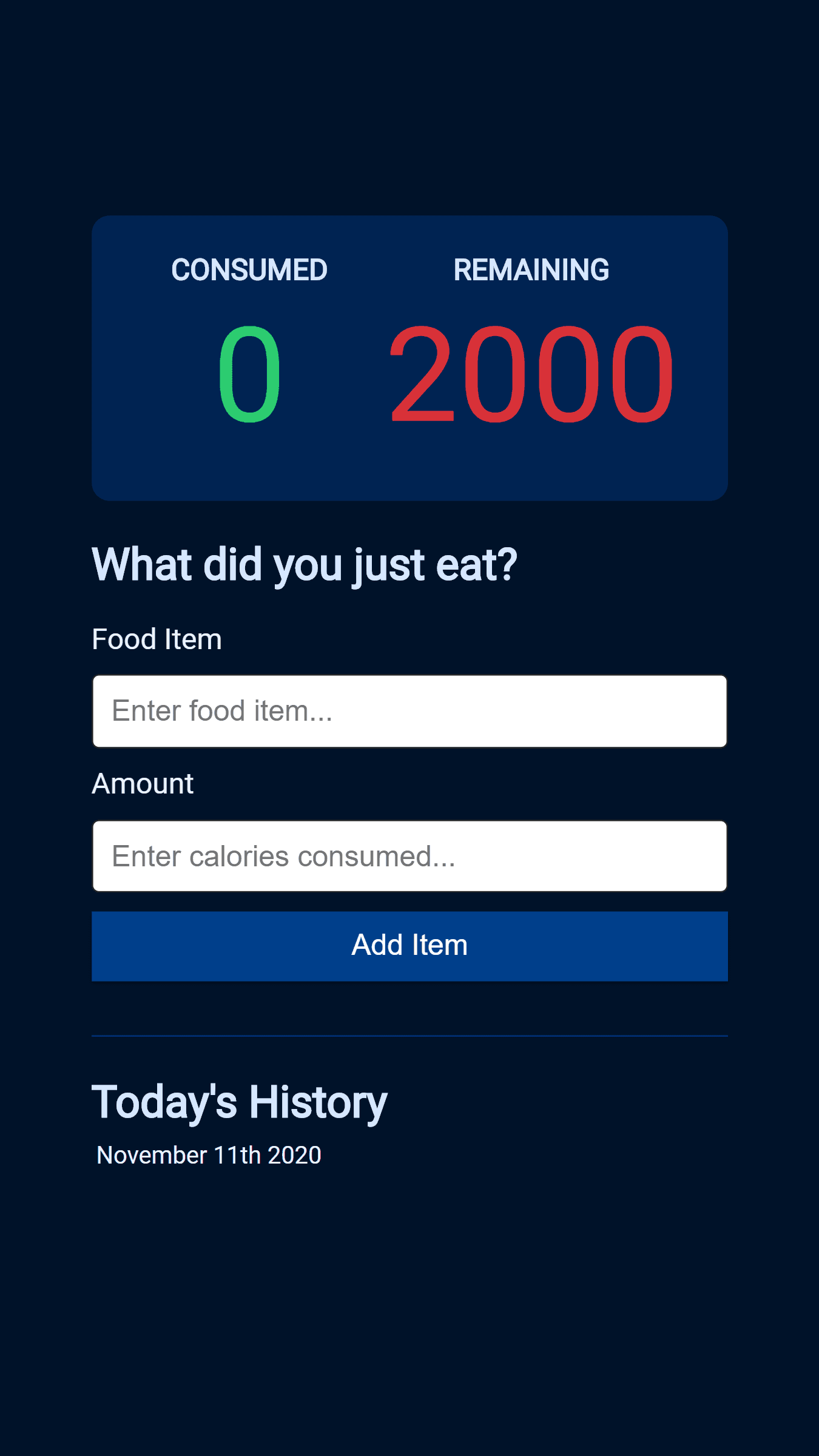 Calorie Tracker UI
